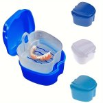 1PC Denture Bath Case Cup Box Holder Cleaner False Teeth Storage Soak Container With Strainer Basket Braces Mouth Guard Night Gu