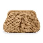 Emprier Straw Clutch Purse For Women Cloud Dumpling Pouch Straw Crossbody Shoulder Handbag Summer Beach Woven Bag