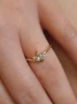 Water Lily Marquise Diamonds Ring - XL UK Ring Size R+ To Z White Gold 18K Gold