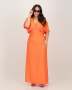 Short Sleeve Satin Formal Dress Orange - Orange / 2XL
