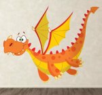 Orange Dragon Dinosaur Wall Sticker