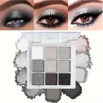 9-COLOR Smoked Eyeshadow Palette Black And White Gray Matte Pearly Finish Cold Color Eyeshadow Palette Glitter Stage Performance