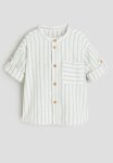 Grandad Cotton Shirt - White & Dusty Green