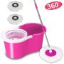 Rotating 360 Spin Mop And Plastic Bucket Set - Pink