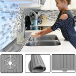 1PC Silicone Faucet Mat Silicone Drain Pad Kitchen Faucet Water Catcher Mat Bathroom Faucet Sink Splash Guard Faucet Anti-splash