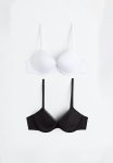2-PACK Microfibre Push-up Bras - Black white