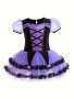 Girls Cute Purple Novelty Ballet Mesh Dress For Dance Party Performance