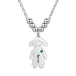 CNE106952 - Stainless Steel Birthstone & Engraved Children Necklace Up To 5 Pendants