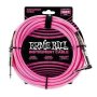 Braided Straight To Right Angle Instrument Cable - 10 Foot Neon Pink