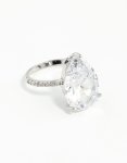 Silver Cubic Zirconia Large Pear Stone Ring - M l