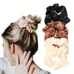 6PCS SET Imitation Silk Hair Scrunchies Set For Women Elastic Satin Ponytail Holder Hair Accessories Ropes Scrunchie Traceless H