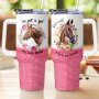 1PC Just A Girl Who Loves Horses 40OZ Insulated Tumbler With Handle And Straw Stainless Steel Double Vacuum Coffee Travel Mug For Car Travel