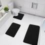 3PCS Ultra Absorbent Bath Mat Set Sponge Non-slip Bathroom Floor Mats Luxuriously Soft Comfort Bath Rugs For Tub Shower Bathroom Accessories Home Decor