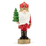 Napco 53095 Santa Gnome Nutcracker With Tree Multicolor 8.5 X 4.25 Inches Resin Winter Christmas Holiday Figurine