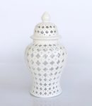 White Ceramic Jar With Holes – 46X25CM