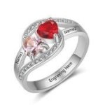CRI103465 - 925 Sterling Silver Personalized Ring Names And Birthstones