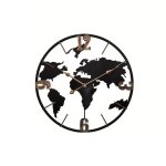 World Map Wall Clock Black & Gold YX10819D