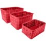 Whitegret 3-PACK Storage Box With Handle Red