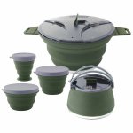 Focusoutdoor Foldable Camping Cookware Collapsible Silicone 5-PIECE