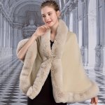 Faux Fur Collar Shawl Solid Color Thick Warm Cardigan Autumn Winter Coldproof Windproof Large Cloak For Women