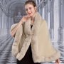 Faux Fur Collar Shawl Solid Color Thick Warm Cardigan Autumn Winter Coldproof Windproof Large Cloak For Women