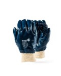 Blue Nitrile Coated Knitted Wrist Gloves – Heavy Duty Durability – Smooth