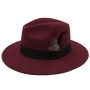 Wide Brim Fedora Panama Hat Maroon - 57CM
