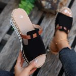 Women's Espadrille Wedge Slide Sandals Peep Toe Slip On Summer Shoes Casual Outdoor Sandals