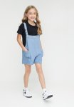 PoP Candy Short Denim Dungaree - Stonewash
