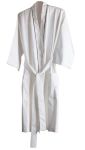 Egyptian Cotton Bath Robe - White With Black Satin Stitch