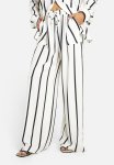 Hammered Mono Stripe Wide Leg Trousers - White