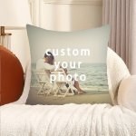 Custom Photo Throw Pillow Cover Contemporary Style Personalized Single-sided Print Machine Washable Stain Resistant With Zipper