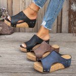 Women's Wedge Heeled Sandals Casual Open Toe Platform Shoes Comfortable Slip On Sandals