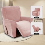 Stretchable Velvet Recliner Chair Cover - Modern Solid Color Elastic Slipcover For Sofa & Rocking Chairs Machine Washable Home D