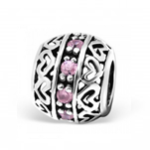C84-C3765 - 925 Sterling Silver Hearts With Cz Stones - Cz Pink