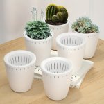 6-PACK White Self-watering Planters 3.3 & 9.91CM Classic Style Plastic Hydroponic Pots With Tiered Water Storage Lightweight Ell