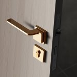1PC Zinc Alloy Pvd Golden Door Handle Lock Modern Interior Bedroom Silent Split Lock Nordic Style Metal With Dimensions Handle L