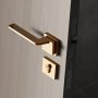 1pc Zinc Alloy PVD Golden Door Handle Lock Modern Interior Bedroom Silent Split Lock Nordic Style Metal With Dimensions (Handle Length 5.87in/149mm)