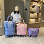 Lightweight Travel Duffle Bag Expandable Zipper Luggage Bag With Wheels Portable Women's Overnight Bag