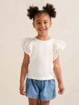 Pippa Girls Flutter Sleeve Top - 10-12 Yrs White Cloud