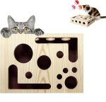 Movued Cat Scratch Puzzle Enrichment Box Large Solid Wood Construction Cat Nail File Enrichment Box With Sandpaper Inside Indoor