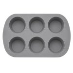 Grey 6 Cup Silicone Muffin Pan