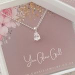 Paige 925 Sterling Silver Cz Pear Shape Necklace 7X14MM 45CM Rolo Chain