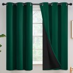 Yakamok 100% Blackout Curtains For Bedroom 63 Inch Length Total Light Blocking Drapes With Black Backing Thermal Insulated Solid