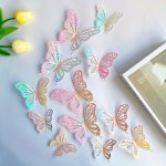 Decorative Butterfly Wall Stickers Set - Elegant Hollow Paper Butterfly Wall Decals For Wedding Party Birthday Cake Decoration A