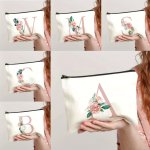 Letter And Flower Print Clutch Bag Portable Zipper Cosmetic Bag Wedding Bridal Party Makeup Storage Bag Gift For Women's Day
