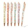 Floral Art Pens Flower Ballpoints Pens Fancy Pretty Pens For Women Retro Floral Cute Pens Metal Retractable Black Ink Pen Flower Writing Journaling Gifts