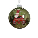 Glass Bauble With Car 8CM - Green