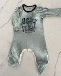 Lucky White And Blue Striped Onesie 0 3M