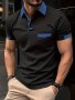 Breathable Regular Fit Contrast Binding Golf Shirt Men's Casual Short Sleeve Lapel Shirt With Chest Pocket For Summer Outdoor